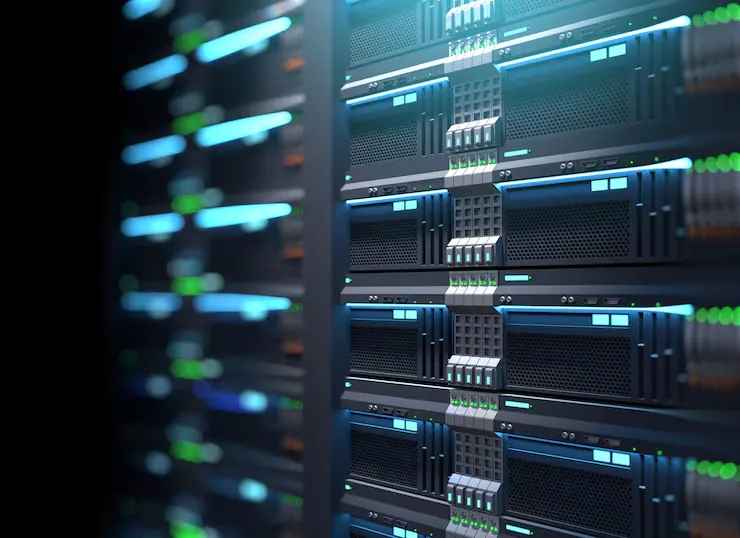 Racks de servidores conectados à rede de distribuição de conteúdo
